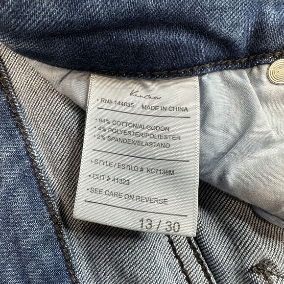 Kancan Rainn Ultra High Rise Flare Jeans 13/30 Stretch Blue Denim Fray Fringe - Picture 5 of 12